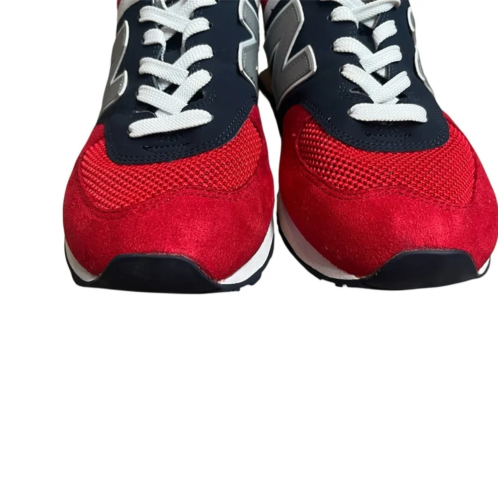 New Balance 574 ML574SRF Mens 9.5 Pigment Navy Team Red Gray Sneakers